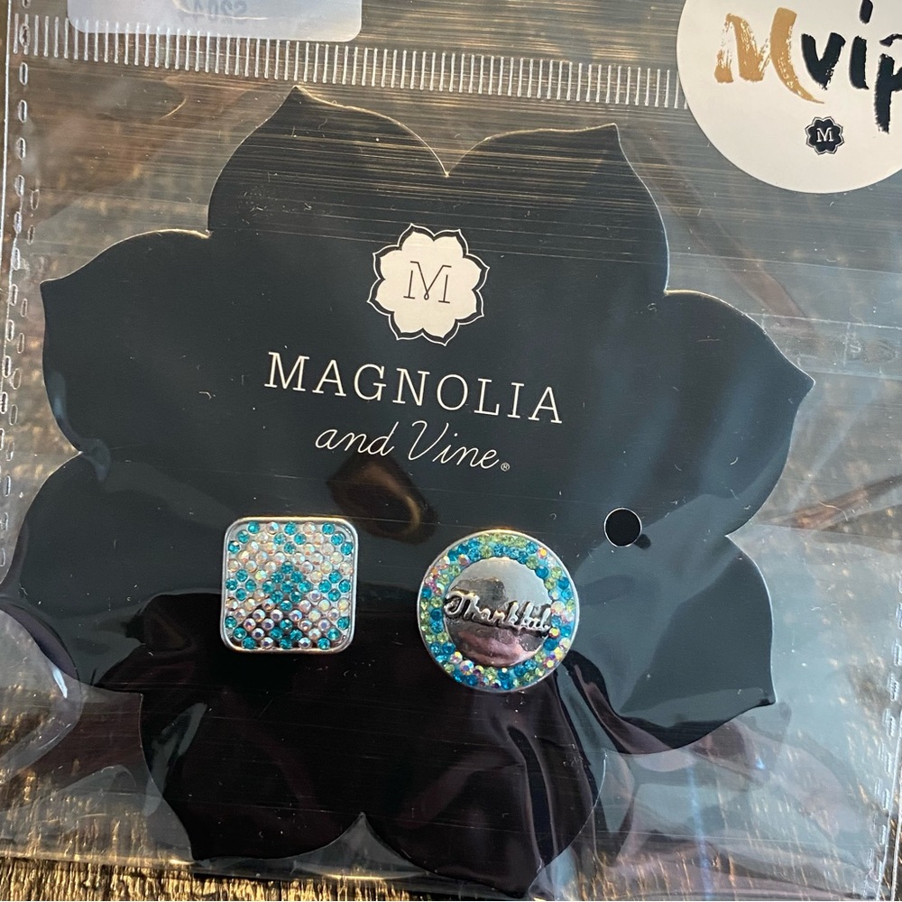 Original Magnolia and Vine Blue Crystal and Silver Standard VIP Jewelry Snap Set